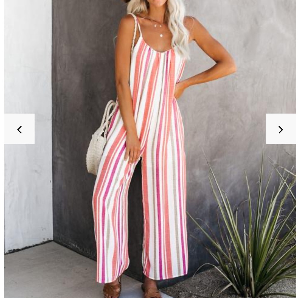 HOTLINE POCKETED STRIPED JUMPSUIT